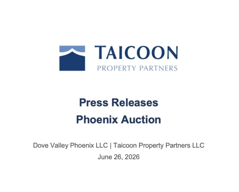 Taicoon Property Partners press release header for the Dove Valley Phoenix auction announcement
