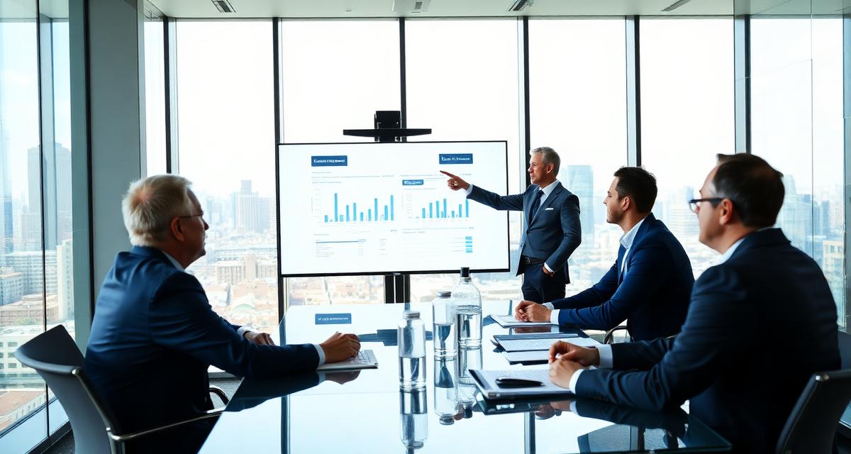 Advisory team presenting market analysis in a conference room